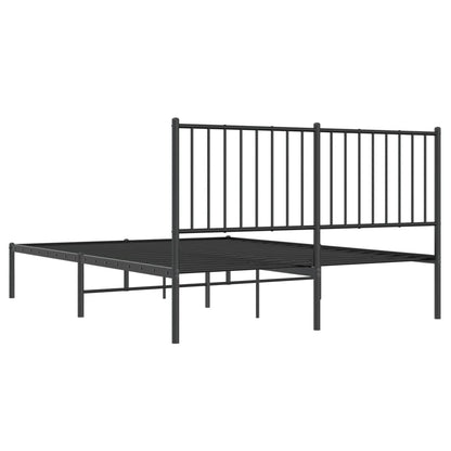 Metal Bed Frame without Mattress with Headboard Black 140x190cm