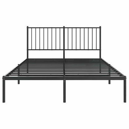 Metal Bed Frame without Mattress with Headboard Black 140x200cm