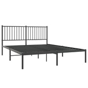 Metal Bed Frame without Mattress with Headboard Black 150x200cm
