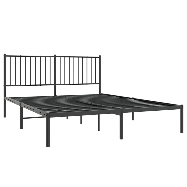 Metal Bed Frame without Mattress with Headboard Black 150x200cm