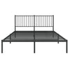 Metal Bed Frame without Mattress with Headboard Black 150x200cm