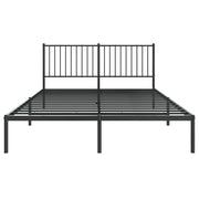 Metal Bed Frame without Mattress with Headboard Black 150x200cm