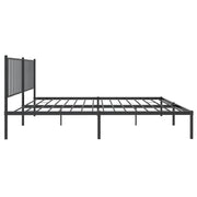 Metal Bed Frame without Mattress with Headboard Black 150x200cm