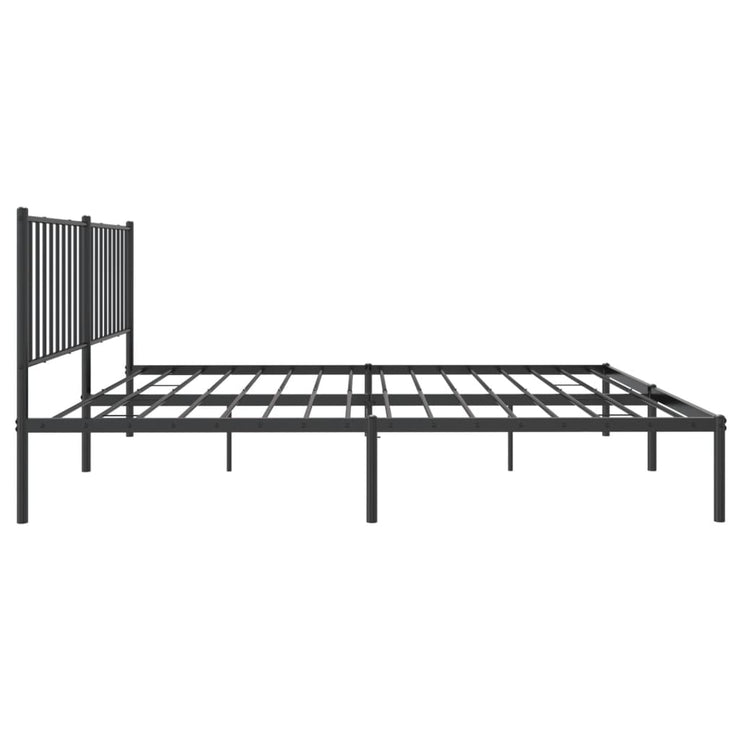 Metal Bed Frame without Mattress with Headboard Black 150x200cm
