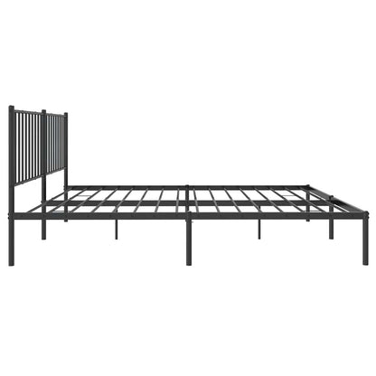 Metal Bed Frame without Mattress with Headboard Black 150x200cm