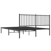 Metal Bed Frame without Mattress with Headboard Black 150x200cm