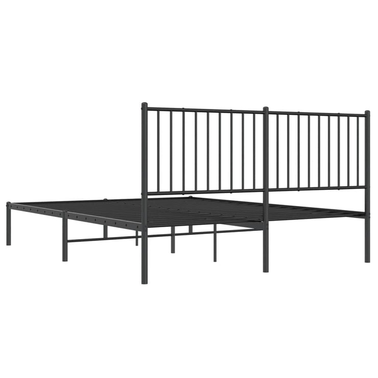 Metal Bed Frame without Mattress with Headboard Black 150x200cm