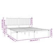 Metal Bed Frame without Mattress with Headboard Black 150x200cm