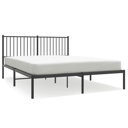 Metal Bed Frame without Mattress with Headboard Black 160x200cm