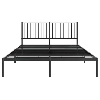Metal Bed Frame without Mattress with Headboard Black 160x200cm