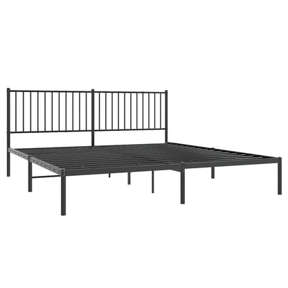 Metal Bed Frame without Mattress with Headboard Black 180x200cm