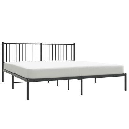 Metal Bed Frame without Mattress with Headboard Black 180x200cm