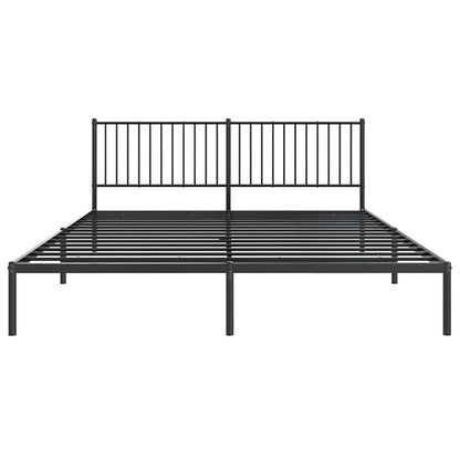 Metal Bed Frame without Mattress with Headboard Black 180x200cm