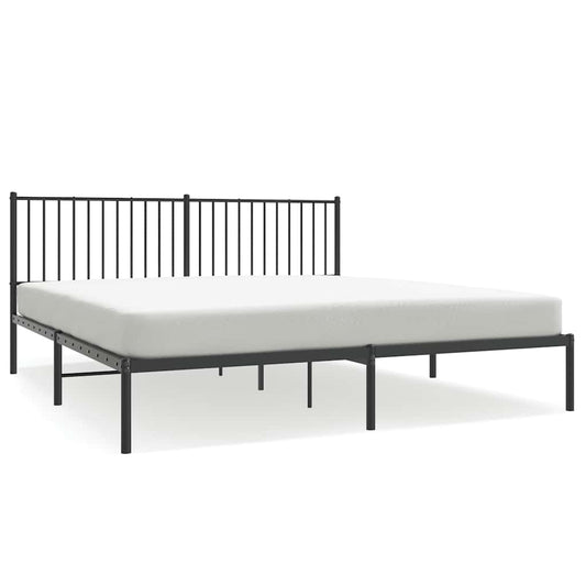 Metal Bed Frame without Mattress with Headboard Black 183x213cm