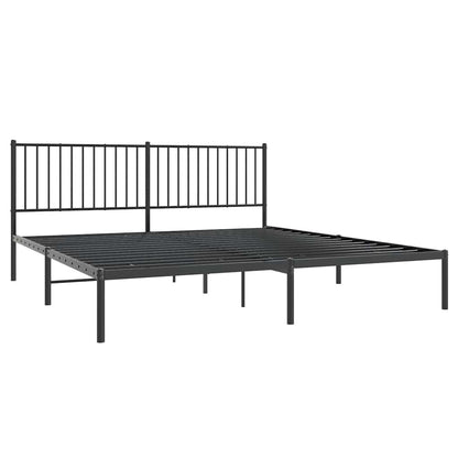 Metal Bed Frame without Mattress with Headboard Black 183x213cm