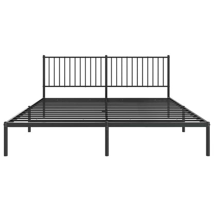 Metal Bed Frame without Mattress with Headboard Black 183x213cm