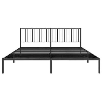 Metal Bed Frame without Mattress with Headboard Black 193x203cm