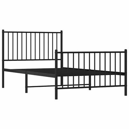 Metal Bed Frame without Mattress with Footboard Black 100x190cm