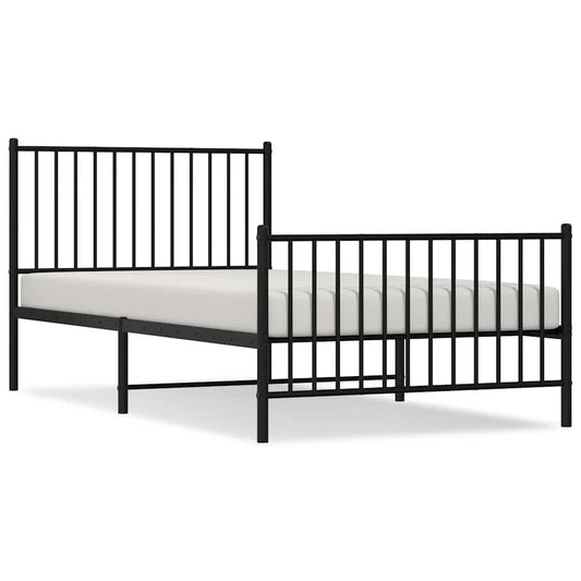 Metal Bed Frame without Mattress with Footboard Black 100x200cm