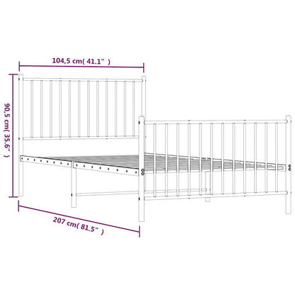 Metal Bed Frame without Mattress with Footboard Black 100x200cm
