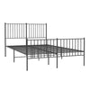Metal Bed Frame without Mattress with Footboard Black 135x190cm