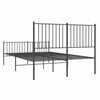 Metal Bed Frame without Mattress with Footboard Black 135x190cm
