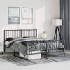 Metal Bed Frame without Mattress with Footboard Black 135x190cm