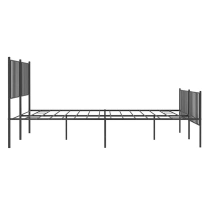 Metal Bed Frame without Mattress with Footboard Black 140x200cm