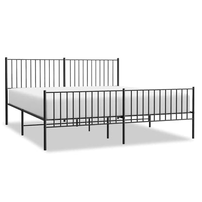Metal Bed Frame without Mattress with Footboard Black 183x213cm