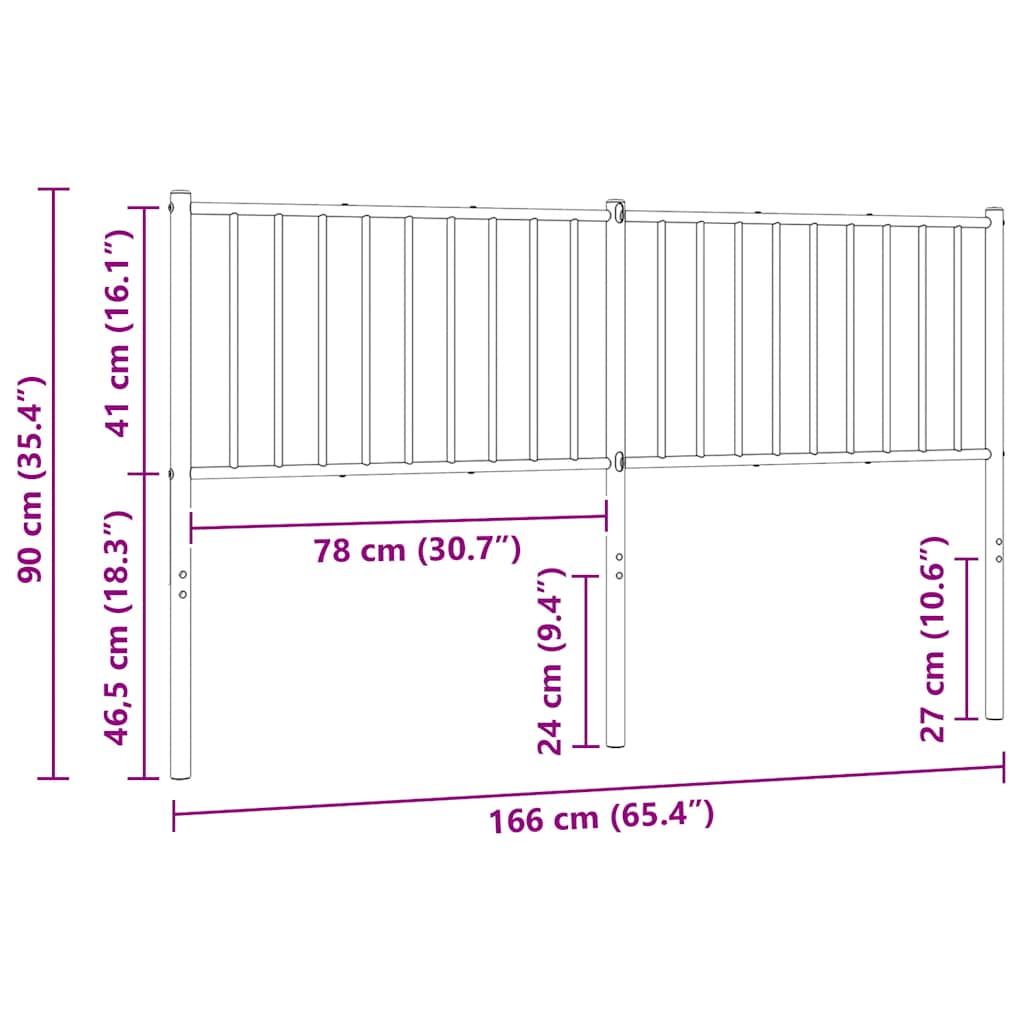 Metal Replace Headboard Black 180 cm