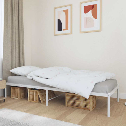 Metal Bed Frame without Mattress White 75x190cm