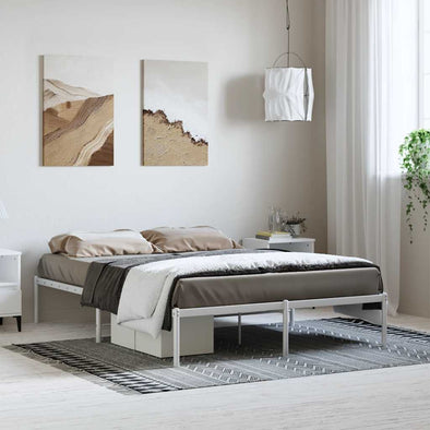 Metal Bed Frame without Mattress White 135x190cm