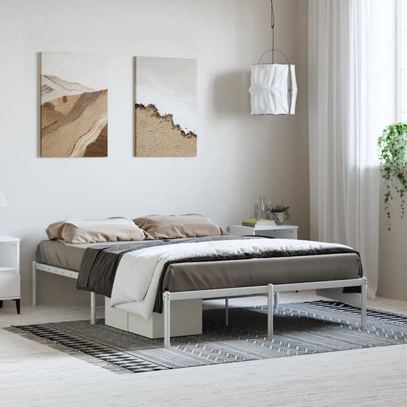 Metal Bed Frame without Mattress White 135x190cm