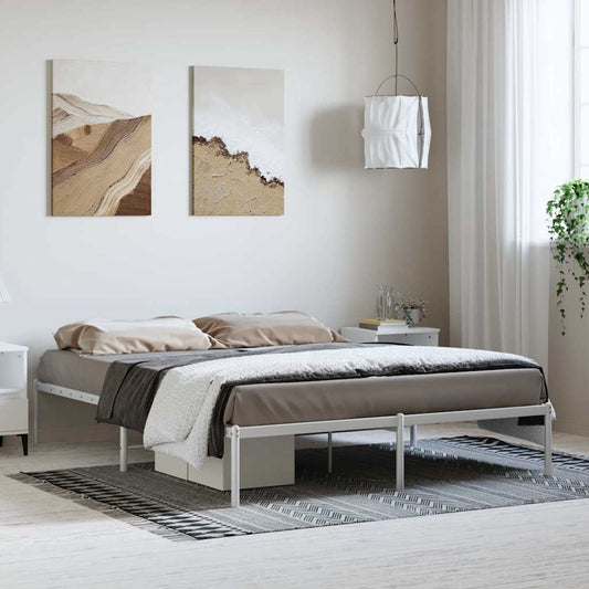 Metal Bed Frame without Mattress White 150x200cm