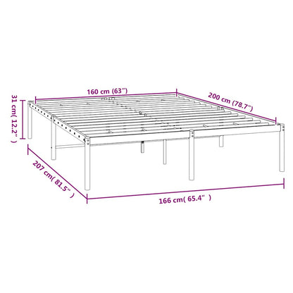 Metal Bed Frame without Mattress White 160x200cm