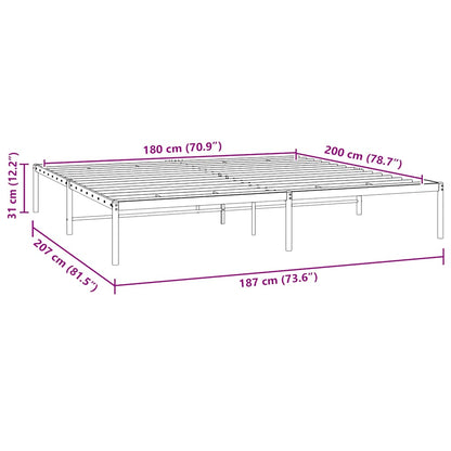 Metal Bed Frame without Mattress White 180x200cm