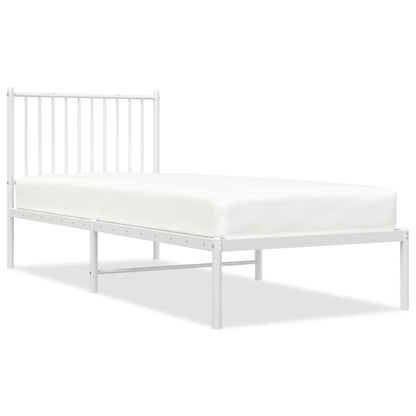 Metal Bed Frame without Mattress with Headboard White 80x200cm