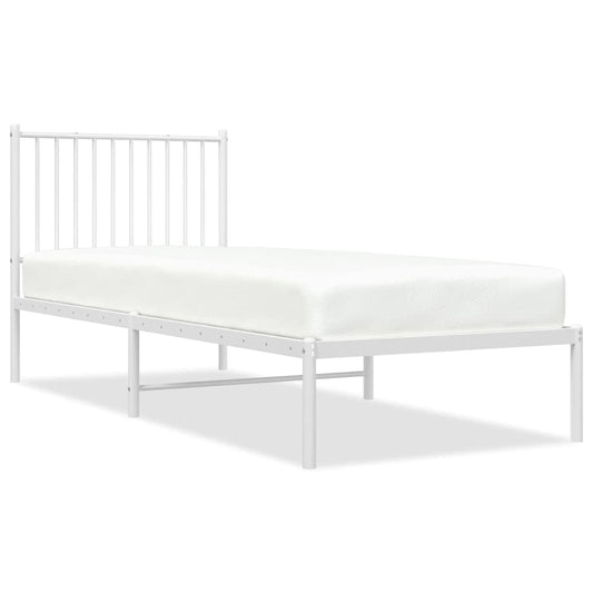 Metal Bed Frame without Mattress with Headboard White 80x200cm