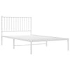 Metal Bed Frame without Mattress with Headboard White 100x190cm