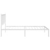 Metal Bed Frame without Mattress with Headboard White 100x190cm
