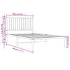 Metal Bed Frame without Mattress with Headboard White 100x190cm
