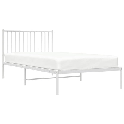 Metal Bed Frame without Mattress with Headboard White 100x200cm