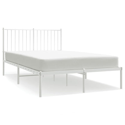 Metal Bed Frame without Mattress with Headboard White 120x190cm