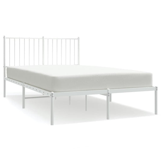 Metal Bed Frame without Mattress with Headboard White 120x200cm