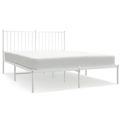 Metal Bed Frame without Mattress with Headboard White 140x200cm