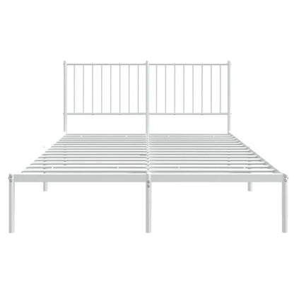 Metal Bed Frame without Mattress with Headboard White 140x200cm