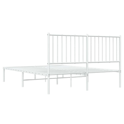 Metal Bed Frame without Mattress with Headboard White 140x200cm