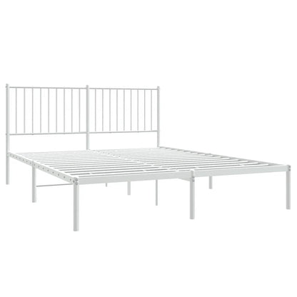 Metal Bed Frame without Mattress with Headboard White 150x200cm