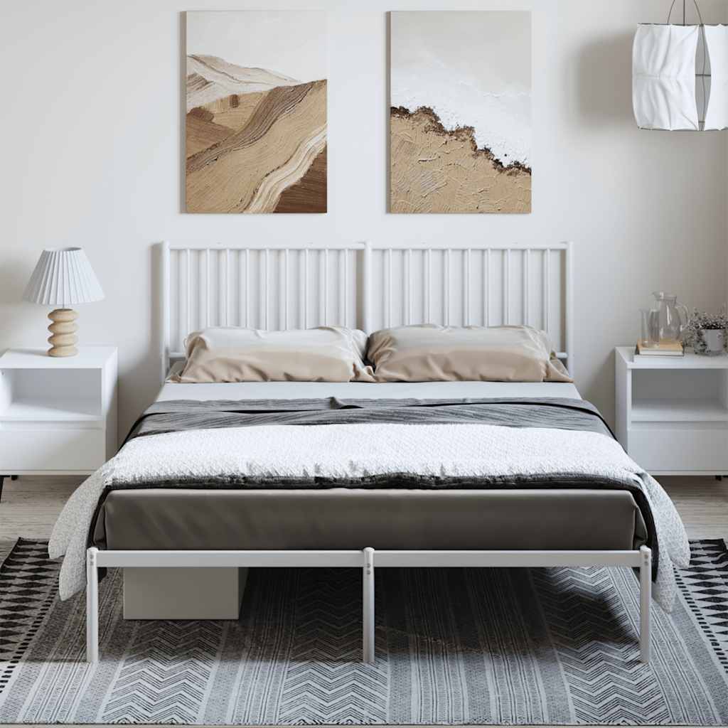 Metal Bed Frame without Mattress with Headboard White 150x200cm