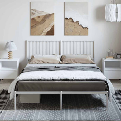 Metal Bed Frame without Mattress with Headboard White 150x200cm